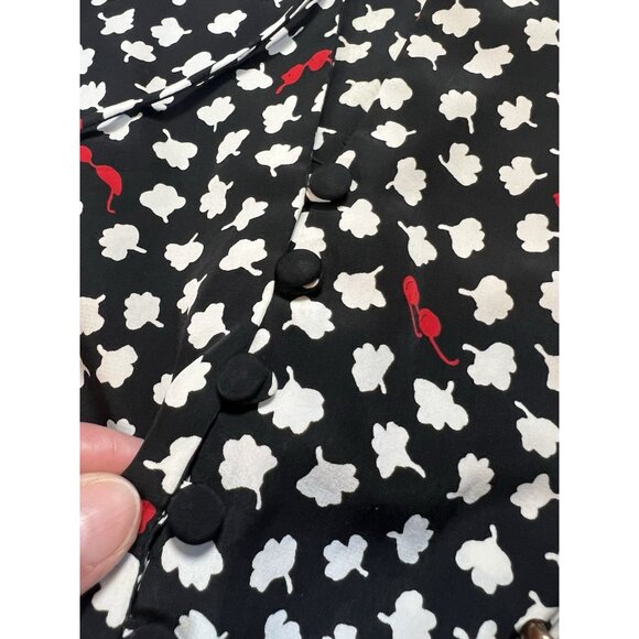 Anthropologie Maeve Odelia Black Floral Mini Dress Size Medium Sunglasses Pocket - Picture 14 of 15